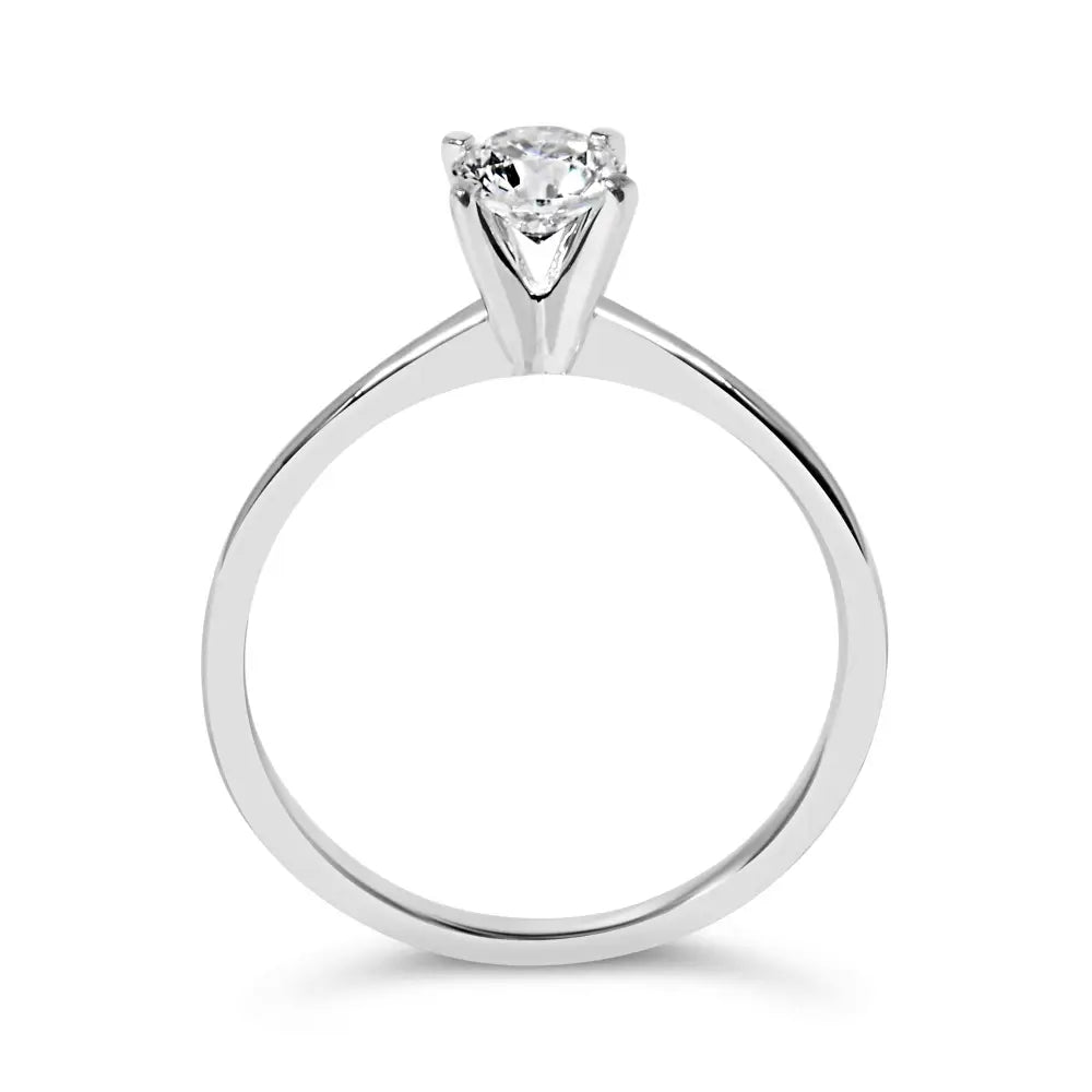 14k White Gold 1/2 Cttw Round Lab Grown Diamond 4 Prong Solitaire Engagement Ring (f-g Color Vs2-si1 Clarity) - Fine