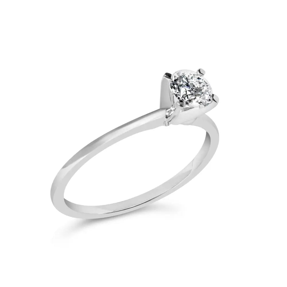 14k White Gold 1/2 Cttw Round Lab Grown Diamond 4 Prong Solitaire Engagement Ring (f-g Color Vs2-si1 Clarity) - Fine