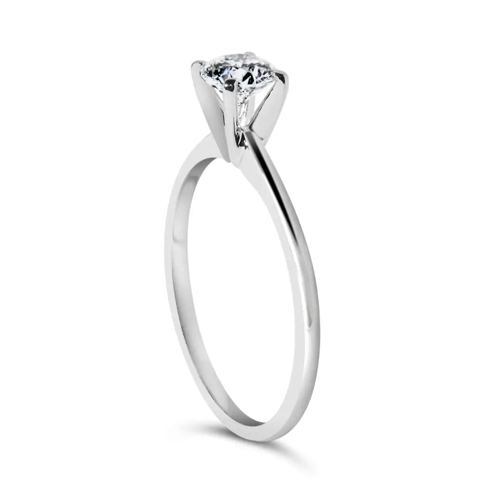 14k White Gold 1/2 Cttw Round Lab Grown Diamond 4 Prong Solitaire Engagement Ring (f-g Color Vs2-si1 Clarity) - Fine