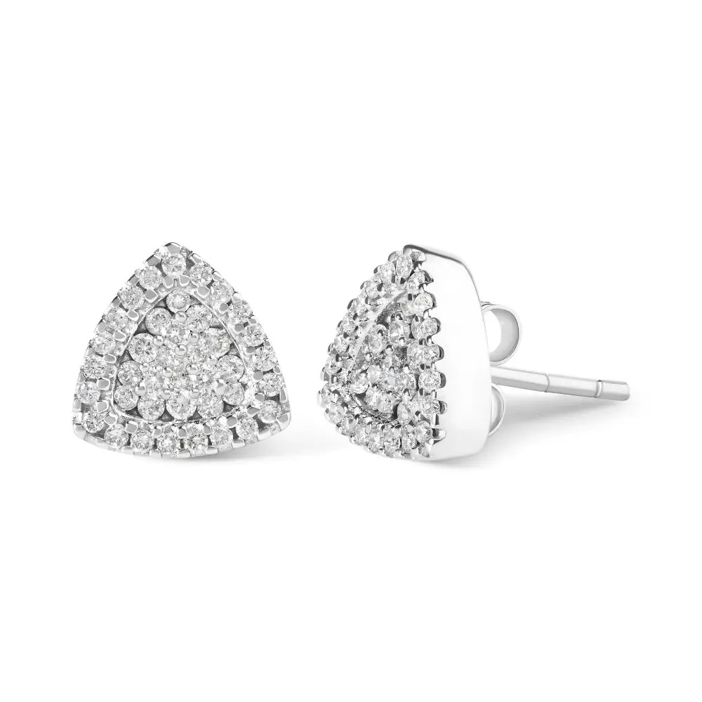 14k White Gold 1/2 Cttw Trillion Shaped Diamond Stud Earrings (h-i Clarity Si2-i1 Color) - Fine Jewelry us Direct