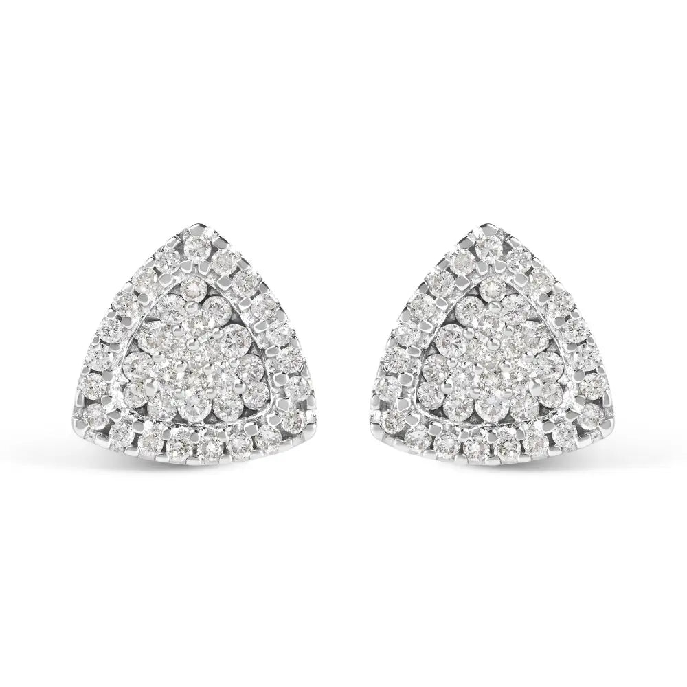 14k White Gold 1/2 Cttw Trillion Shaped Diamond Stud Earrings (h-i Clarity Si2-i1 Color) - Fine Jewelry us Direct