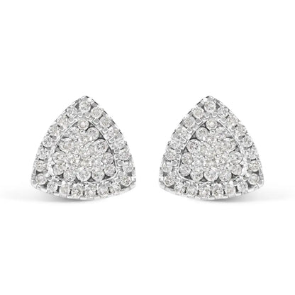 14k White Gold 1/2 Cttw Trillion Shaped Diamond Stud Earrings (h-i Clarity Si2-i1 Color) - Fine Jewelry us Direct