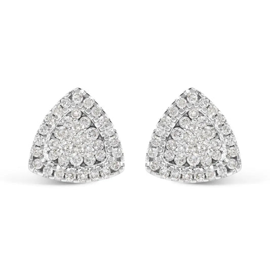 14k White Gold 1/2 Cttw Trillion Shaped Diamond Stud Earrings (h-i Clarity Si2-i1 Color) - Fine Jewelry us Direct