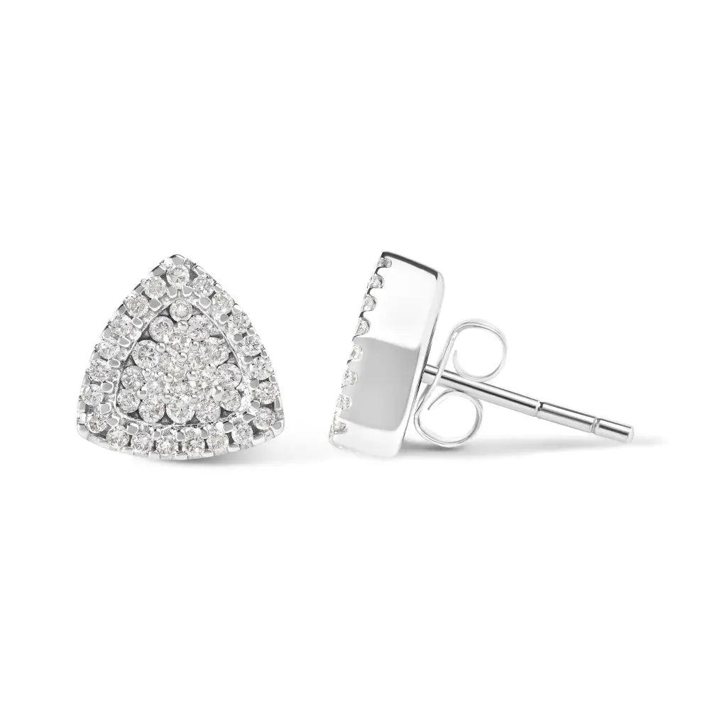 14k White Gold 1/2 Cttw Trillion Shaped Diamond Stud Earrings (h-i Clarity Si2-i1 Color) - Fine Jewelry us Direct