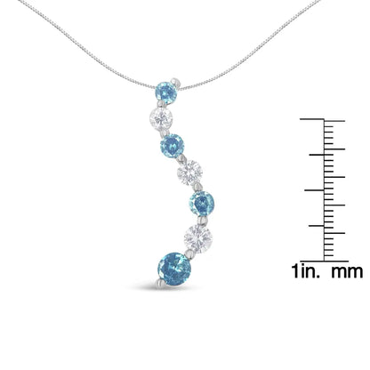 14k White Gold 1 3/4 Cttw and Treated Blue Diamond Pendant Necklace (h-i Si2-i1) - Fine Jewelry us Direct