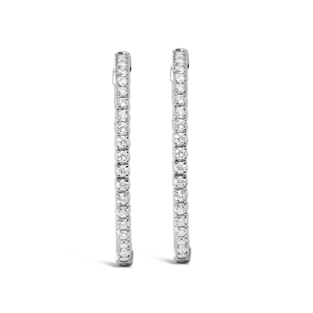 14k White Gold 1 3/4 Cttw Lab Grown Diamond Inside out Hoop Earrings (g-h Color Vs2-si1 Clarity) - Fine Jewelry