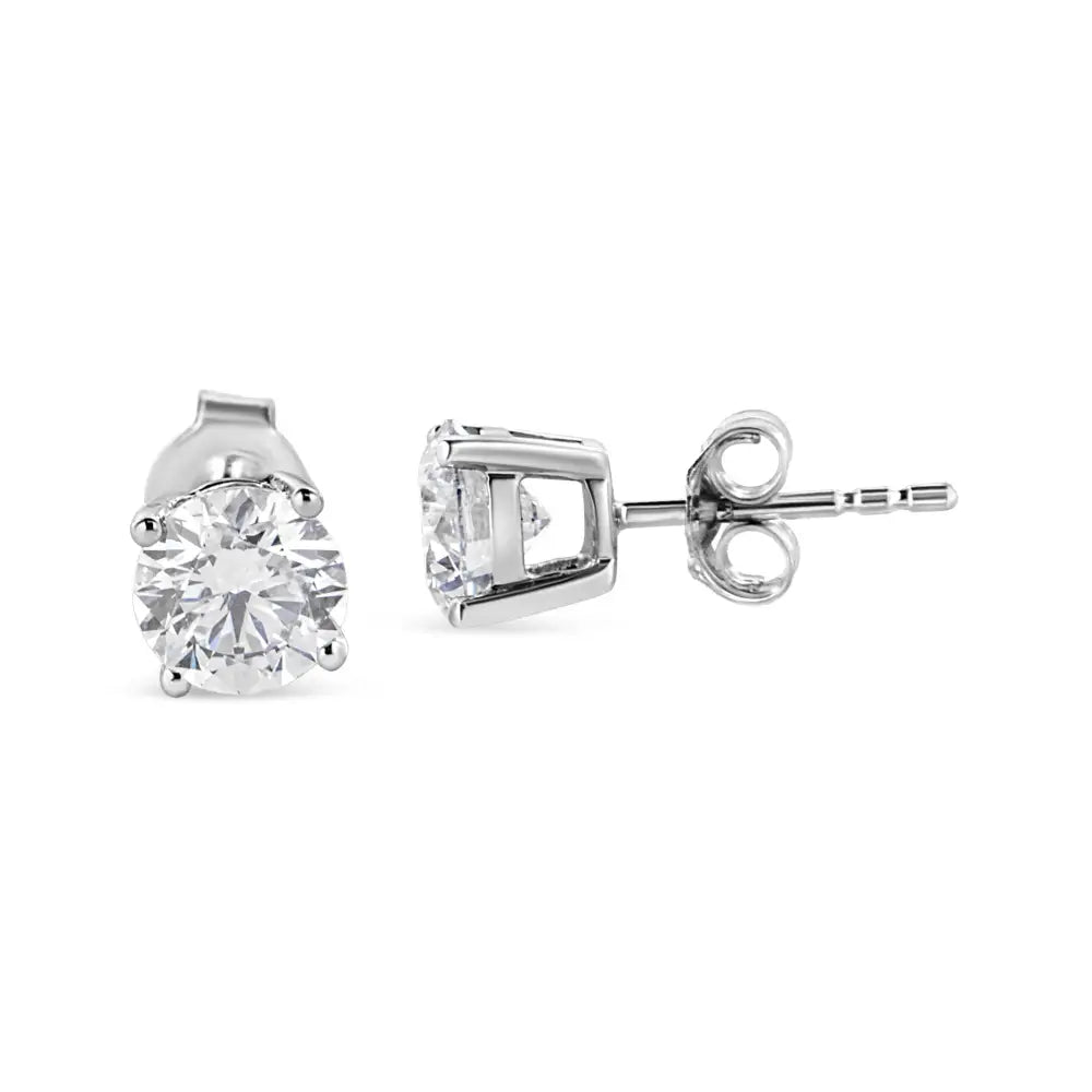 14k White Gold 1 3/4 Cttw Lab Grown Round Brilliant Diamond Solitaire Stud Earring (f-g Color Vs2-si1 Clarity) - Fine