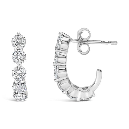 14k White Gold 1 3/4 Cttw Round Lab Grown Diamonds 5 Stone Open Hoop Stud Earrings (f-g Color Vs1-vs2 Clarity) - Fine