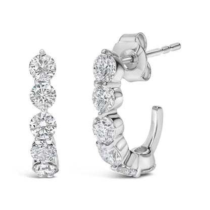 14k White Gold 1 3/4 Cttw Round Lab Grown Diamonds 5 Stone Open Hoop Stud Earrings (f-g Color Vs1-vs2 Clarity) - Fine