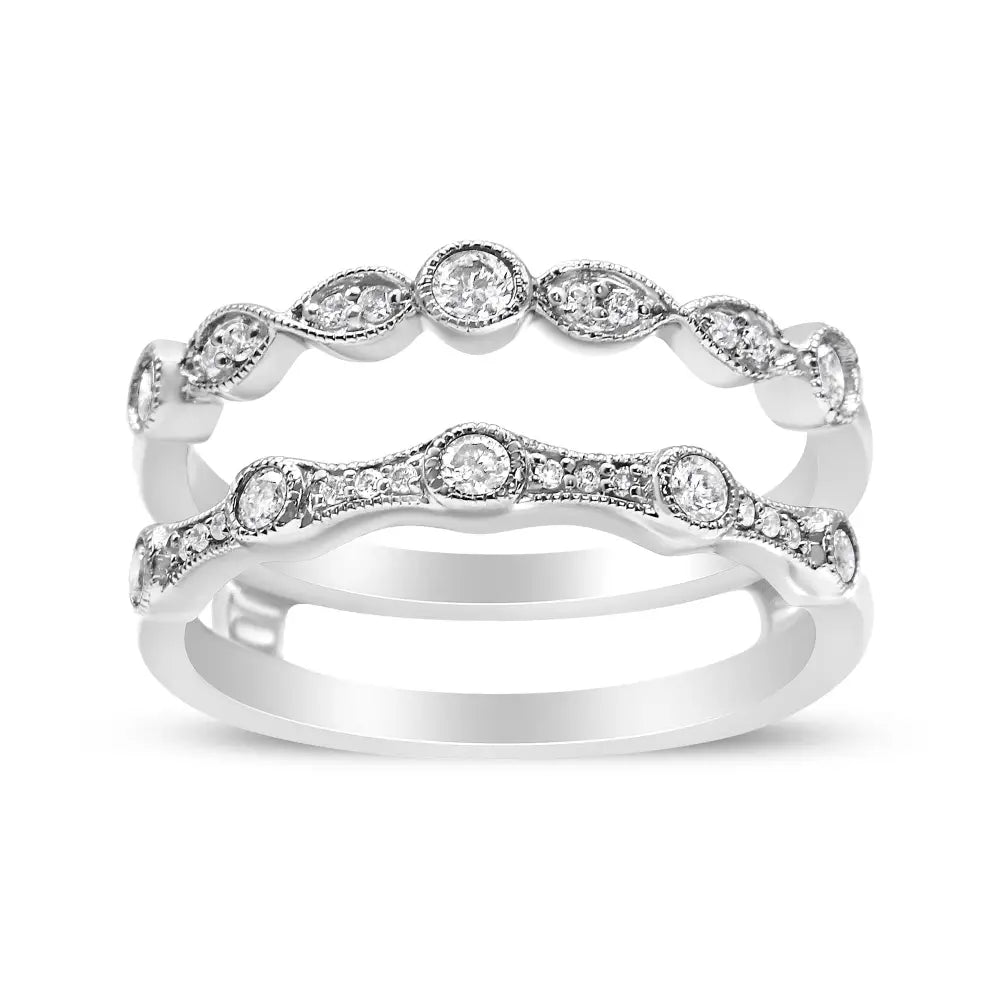 14k White Gold 1/3 Cttw Diamond Parallel Split Shank Wrap Ring Guard Enhancer (i-j Color I2-i3 Clarity) - Fine Jewelry