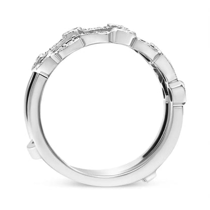 14k White Gold 1/3 Cttw Diamond Parallel Split Shank Wrap Ring Guard Enhancer (i-j Color I2-i3 Clarity) - Fine Jewelry