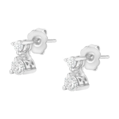 14k White Gold 1/3 Cttw Double Diamond Stud Earrings (h-i Clarity I1-i2 Color) - Fine Jewelry us Direct