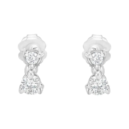 14k White Gold 1/3 Cttw Double Diamond Stud Earrings (h-i Clarity I1-i2 Color) - Fine Jewelry us Direct