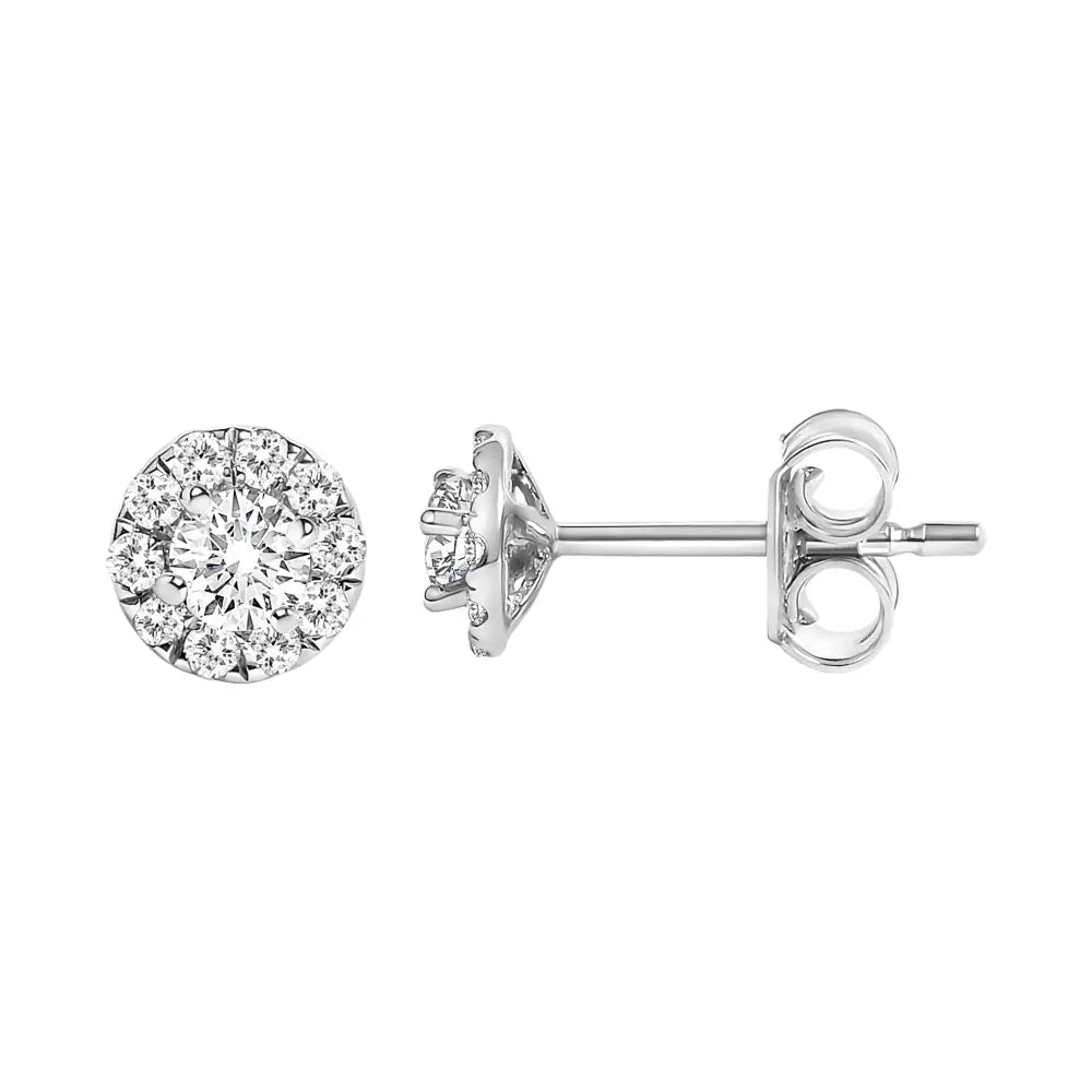 14k White Gold 1/3 Cttw Lab-grown Diamond Halo Stud Earring (f-g Color Vs1-vs2 Clarity) - Fine Jewelry us Direct