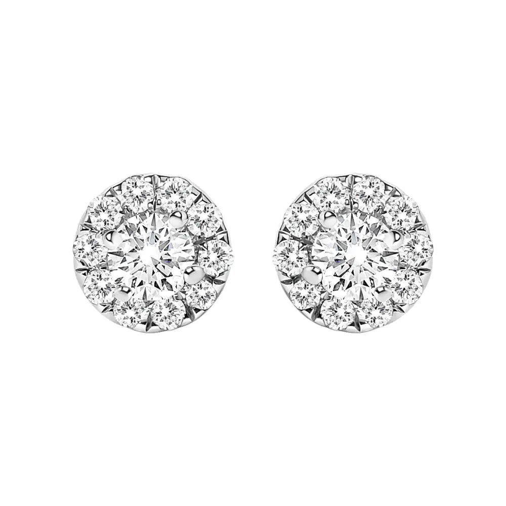 14k White Gold 1/3 Cttw Lab-grown Diamond Halo Stud Earring (f-g Color Vs1-vs2 Clarity) - Fine Jewelry us Direct