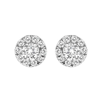 14k White Gold 1/3 Cttw Lab-grown Diamond Halo Stud Earring (f-g Color Vs1-vs2 Clarity) - Fine Jewelry us Direct