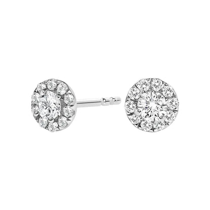 14k White Gold 1/3 Cttw Lab-grown Diamond Halo Stud Earring (f-g Color Vs1-vs2 Clarity) - Fine Jewelry us Direct