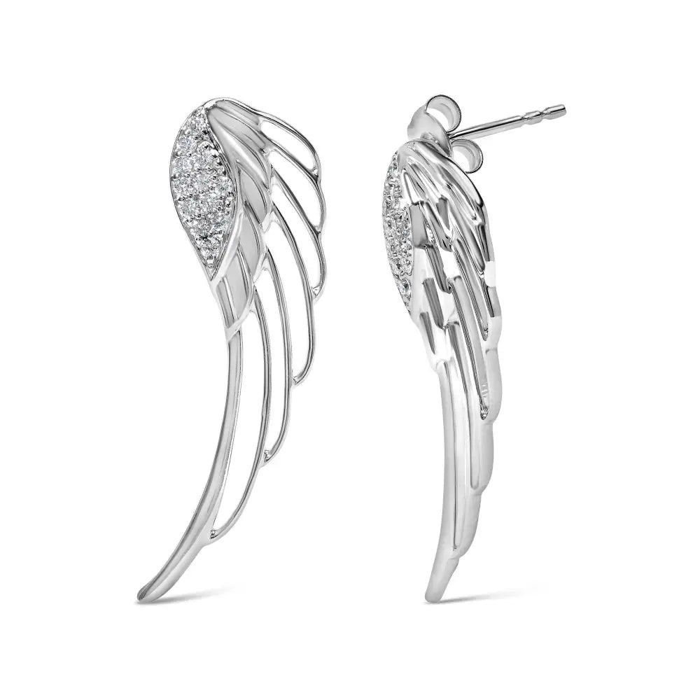 14k White Gold 1/4 Cttw Lab Grown Diamond Angel Wing Stud Earrings (f-g Color Vs1-vs2 Clarity) - Fine Jewelry us Direct