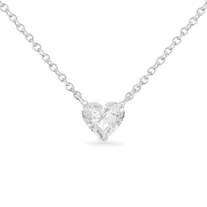 14k White Gold 1/4 Cttw Lab Grown Heart Shape Diamond Solitaire 18’’ Pendant Necklace (e-f Color Si1-si2 Clarity)