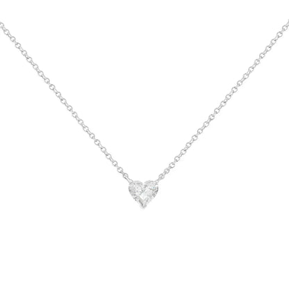 14k White Gold 1/4 Cttw Lab Grown Heart Shape Diamond Solitaire 18’’ Pendant Necklace (e-f Color Si1-si2 Clarity)