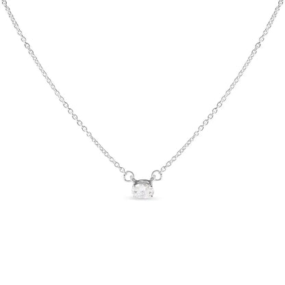 14k White Gold 1/4 Cttw Lab Grown Oval Solitaire Diamond East West 18’’ Pendant Necklace (g-h Color Vs2-si1