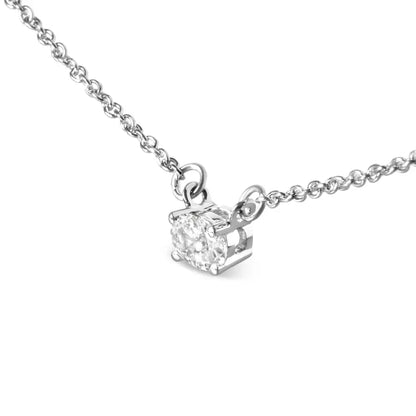 14k White Gold 1/4 Cttw Lab Grown Oval Solitaire Diamond East West 18’’ Pendant Necklace (g-h Color Vs2-si1