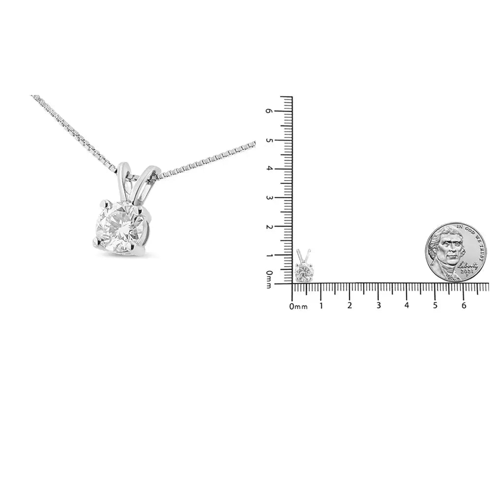 14k White Gold 1/4 Cttw Round Brilliant Cut Lab Grown Diamond 4-prong Solitaire Pendant Necklace - Fine Jewelry