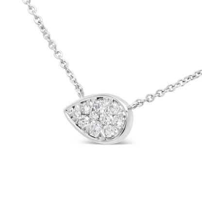 14k White Gold 1/4 Cttw Round Diamond Composite Teardrop Shape 18’’ Pendant Necklace - (g-h Color Si2-i1 Clarity)