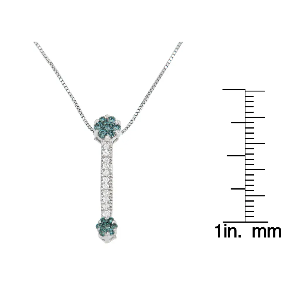 14k White Gold 1/5 Cttw Treated Blue Round Cut Diamond Drop Pendant Necklace (h-i I1-i2) - Fine Jewelry us Direct