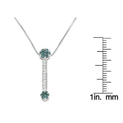 14k White Gold 1/5 Cttw Treated Blue Round Cut Diamond Drop Pendant Necklace (h-i I1-i2) - Fine Jewelry us Direct