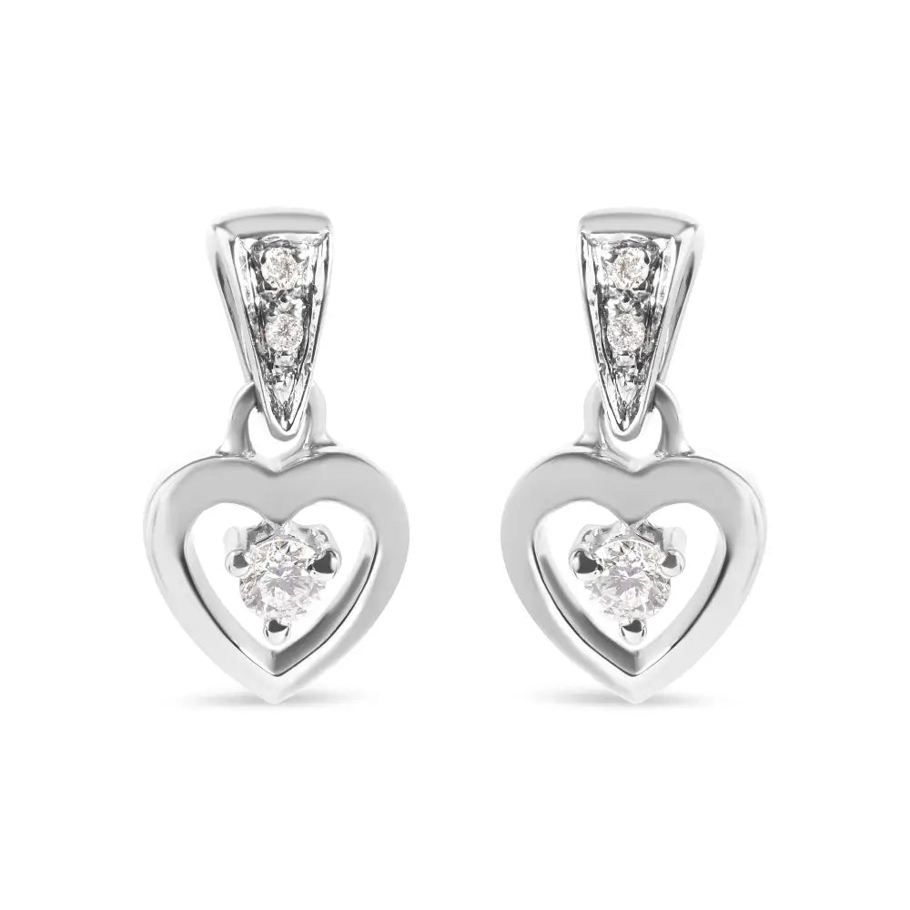 14k White Gold 1/6 Cttw Diamond Dangle Heart Stud Earrings (h-i Si2-i1) - Fine Jewelry us Direct