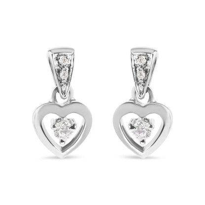 14k White Gold 1/6 Cttw Diamond Dangle Heart Stud Earrings (h-i Si2-i1) - Fine Jewelry us Direct