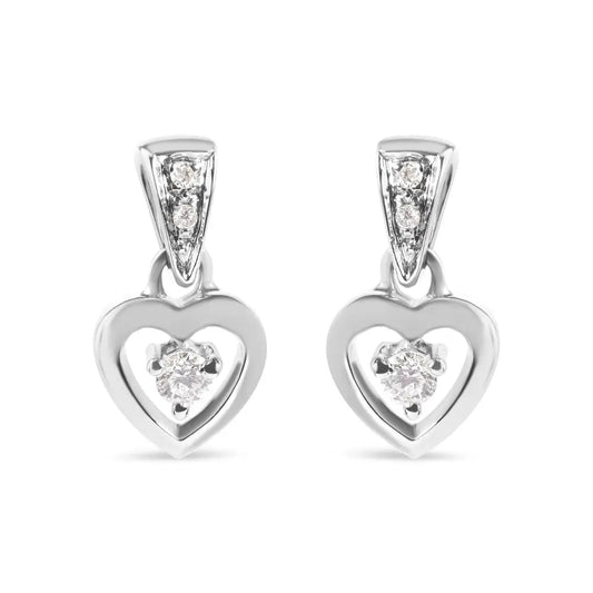 14k White Gold 1/6 Cttw Diamond Dangle Heart Stud Earrings (h-i Si2-i1) - Fine Jewelry us Direct