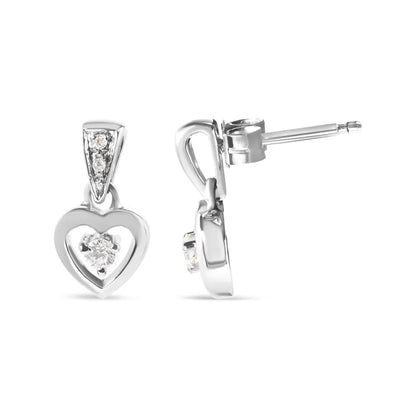 14k White Gold 1/6 Cttw Diamond Dangle Heart Stud Earrings (h-i Si2-i1) - Fine Jewelry us Direct