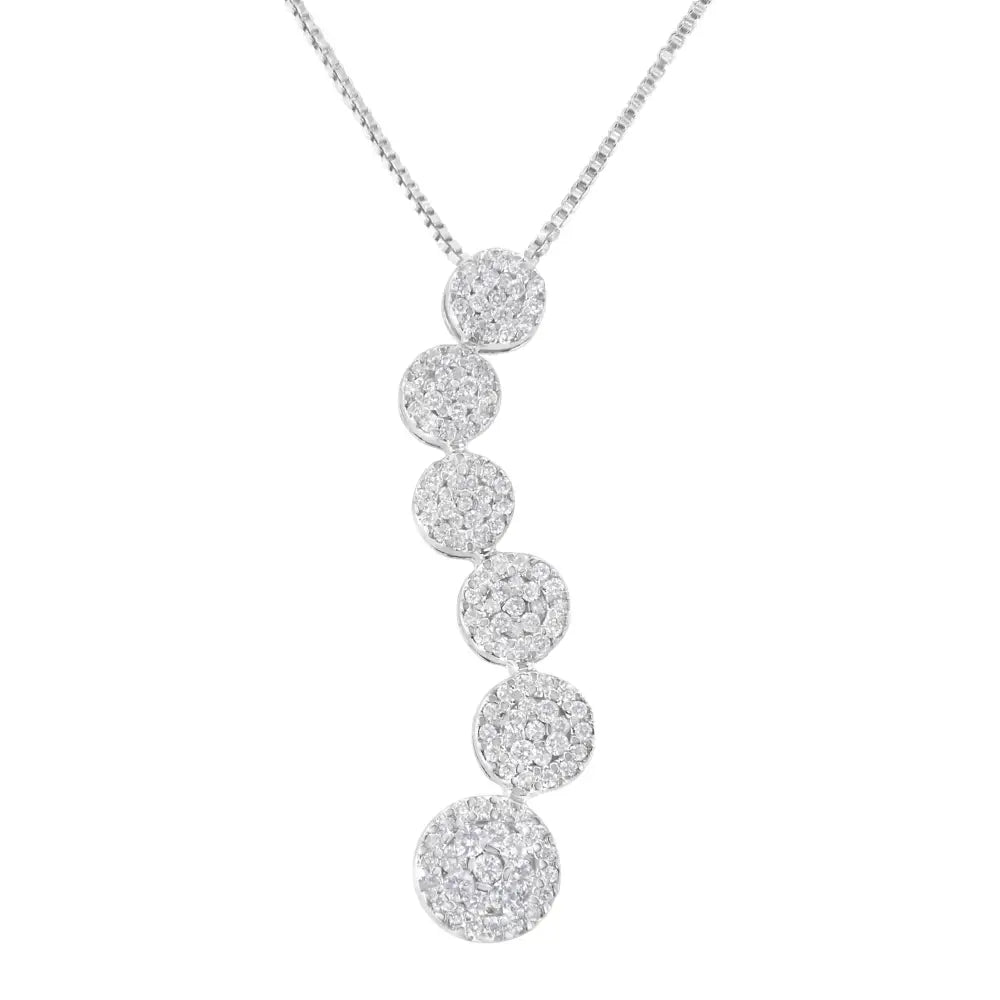 14k White Gold 1 Cttw Diamond Cluster Journey Pendant Necklace (h-i I1-i2) - Fine Jewelry us Direct