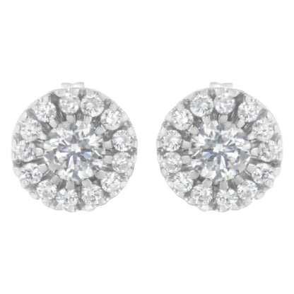 14k White Gold 1 Cttw Diamond Halo Stud Earrings (i-j Clarity I1-i2 Color) - Fine Jewelry us Direct