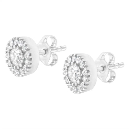 14k White Gold 1 Cttw Diamond Halo Stud Earrings (i-j Clarity I1-i2 Color) - Fine Jewelry us Direct