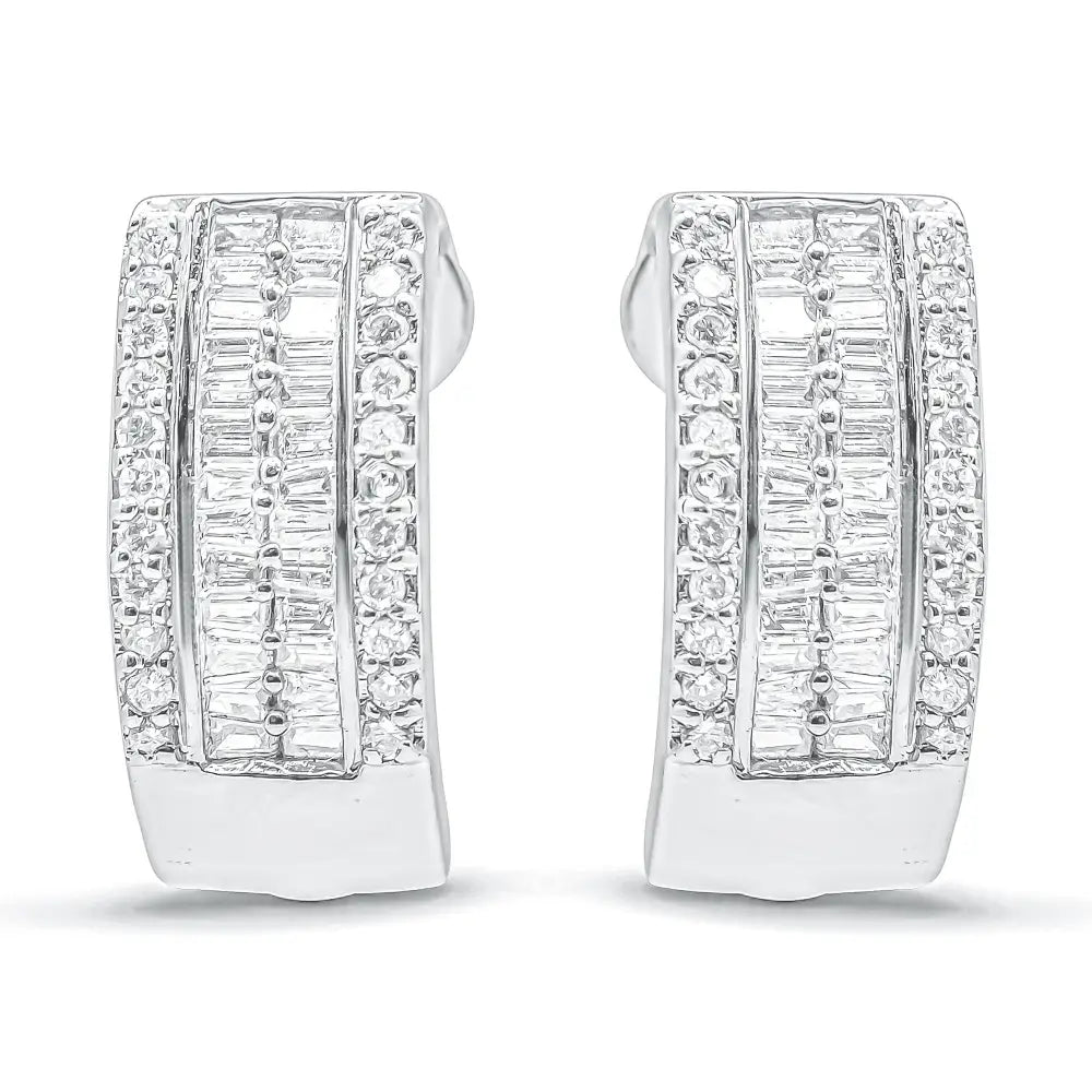 14k White Gold 1 Cttw Diamond Huggy Earrings (h-i Si2-i1) - Fine Jewelry us Direct