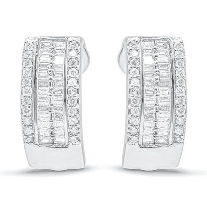 14k White Gold 1 Cttw Diamond Huggy Earrings (h-i Si2-i1) - Fine Jewelry us Direct