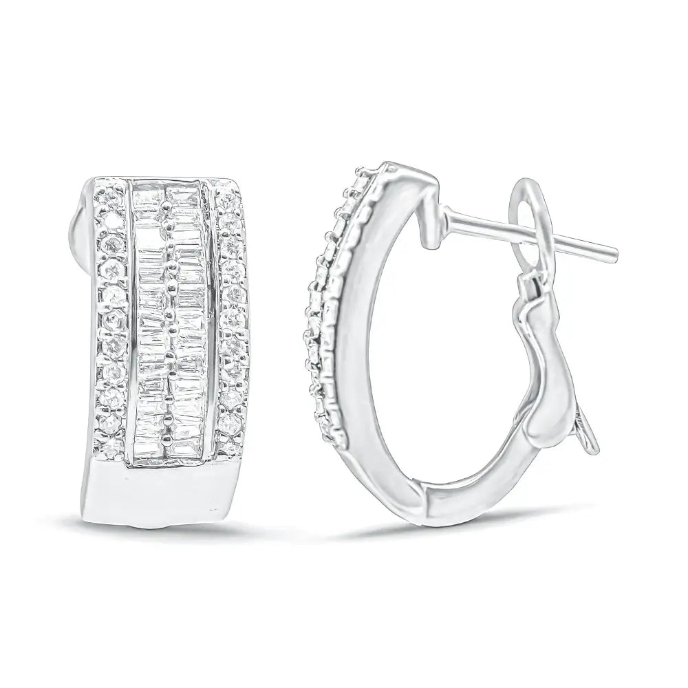 14k White Gold 1 Cttw Diamond Huggy Earrings (h-i Si2-i1) - Fine Jewelry us Direct