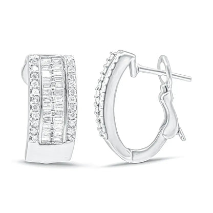 14k White Gold 1 Cttw Diamond Huggy Earrings (h-i Si2-i1) - Fine Jewelry us Direct