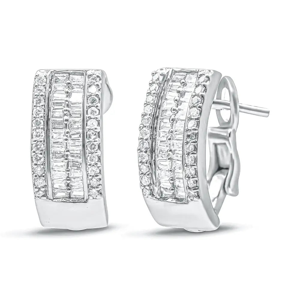 14k White Gold 1 Cttw Diamond Huggy Earrings (h-i Si2-i1) - Fine Jewelry us Direct