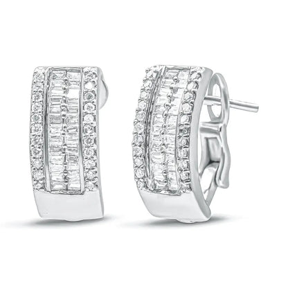 14k White Gold 1 Cttw Diamond Huggy Earrings (h-i Si2-i1) - Fine Jewelry us Direct