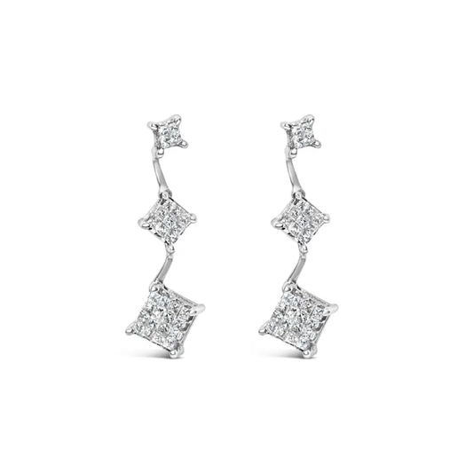 14k White Gold 1 Cttw Princess Cut Diamond Earrings (g-h Vs1-vs2) - Fine Jewelry us Direct