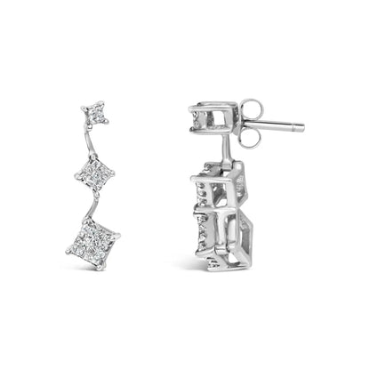 14k White Gold 1 Cttw Princess Cut Diamond Earrings (g-h Vs1-vs2) - Fine Jewelry us Direct