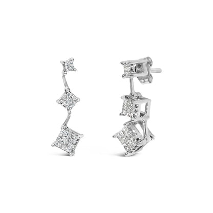 14k White Gold 1 Cttw Princess Cut Diamond Earrings (g-h Vs1-vs2) - Fine Jewelry us Direct