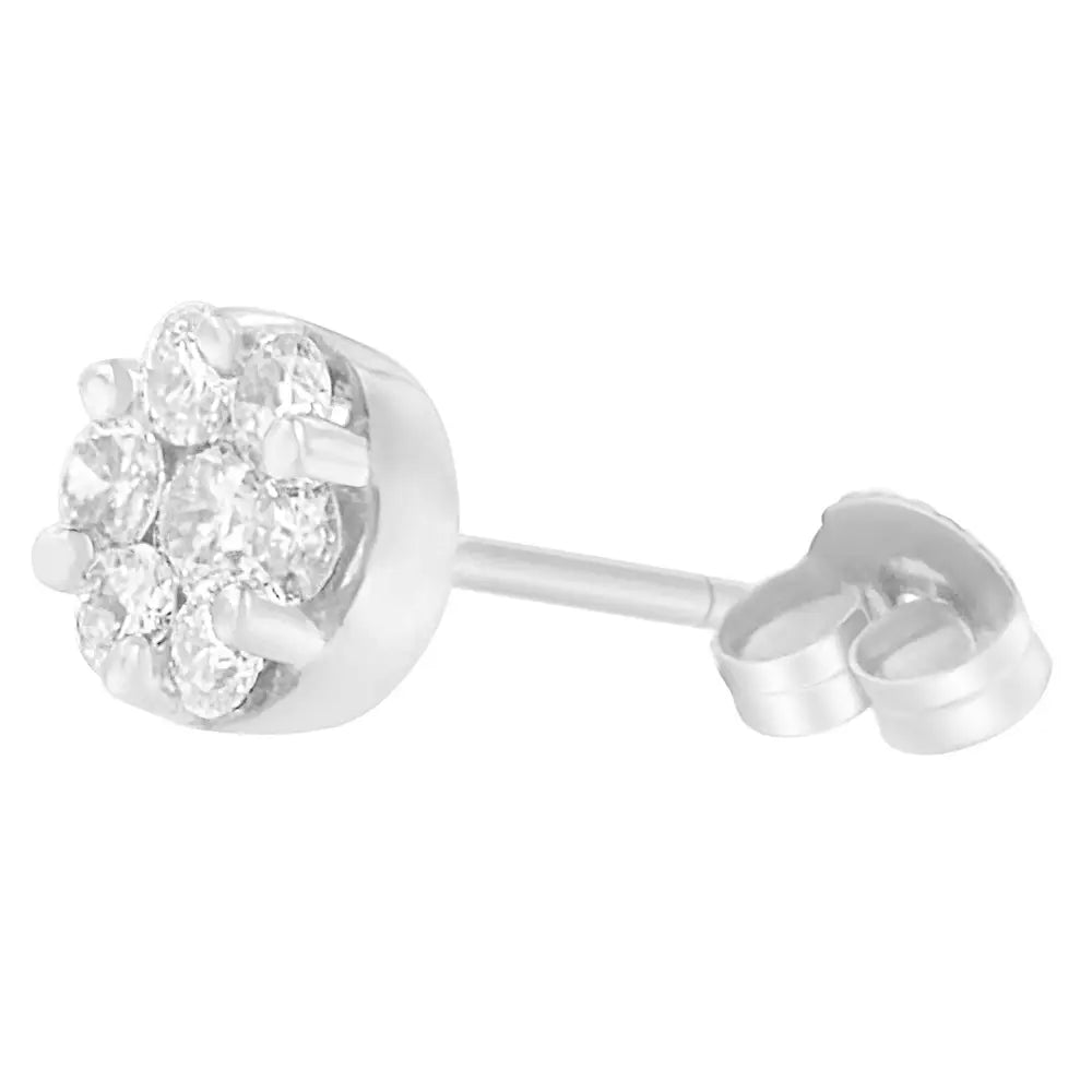 14k White Gold 1 Cttw Round Cut Diamond Earrings (h-i Si2-i1) - Fine Jewelry us Direct