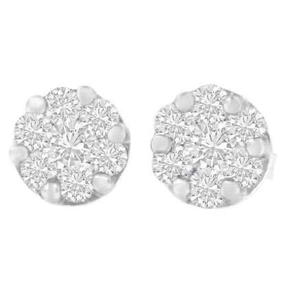 14k White Gold 1 Cttw Round Cut Diamond Earrings (h-i Si2-i1) - Fine Jewelry us Direct