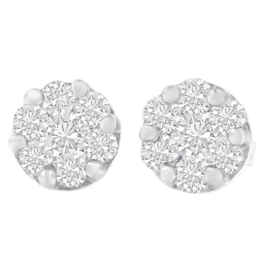 14k White Gold 1 Cttw Round Cut Diamond Earrings (h-i Si2-i1) - Fine Jewelry us Direct