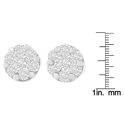 14k White Gold 1 Cttw Round Cut Diamond Earrings (h-i Si2-i1) - Fine Jewelry us Direct